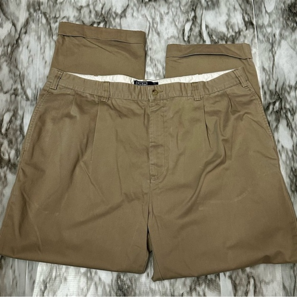 Polo by Ralph Lauren Tan Chinos Hammond Pant Pleated Front Cuffed Leg Vintage